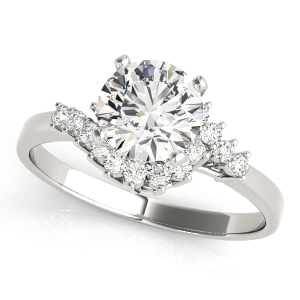 Round Bypass Engagement Ring in White 14kt gold