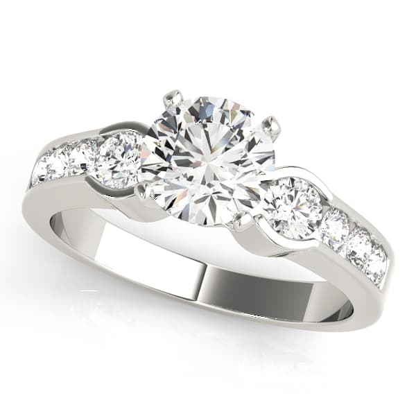 Round 3 Stone Engagement Ring in white gold