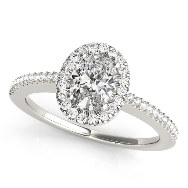 Oval Halo Engagement Ring in white gold