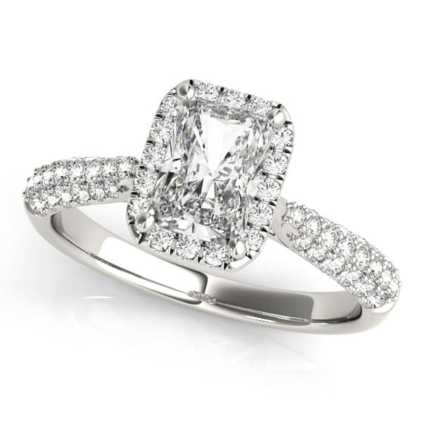 Emerald Pave Engagement Ring in White 14kt gold