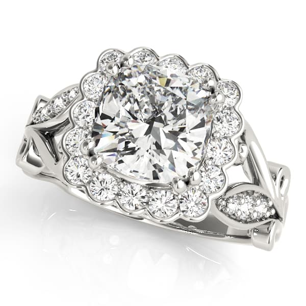 Cushion Halo Engagement Ring in white gold