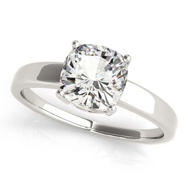 Cushion Solitaires Engagement Ring in white gold